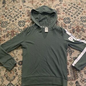 PINK Victoria's Secret Olive Hoodie with White Accents
